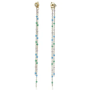 Pendientes Largos | LINEARGENT Pendientes largos con doble cadena diseño nature