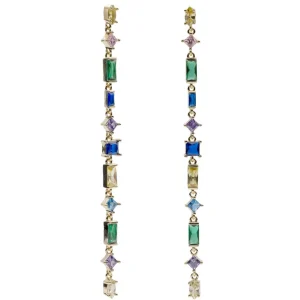 Pendientes Largos | Pendientes De Piedras De Colores | LINEARGENT Pendientes largos con piedras de colores multicolor
