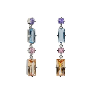 Pendientes Largos | LINEARGENT Pendientes largos con piedras en tonos cálidos