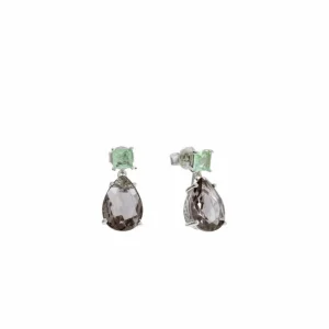 Pendientes Largos | LINEARGENT Pendientes largos de piedras de colores de plata tonos oscuros