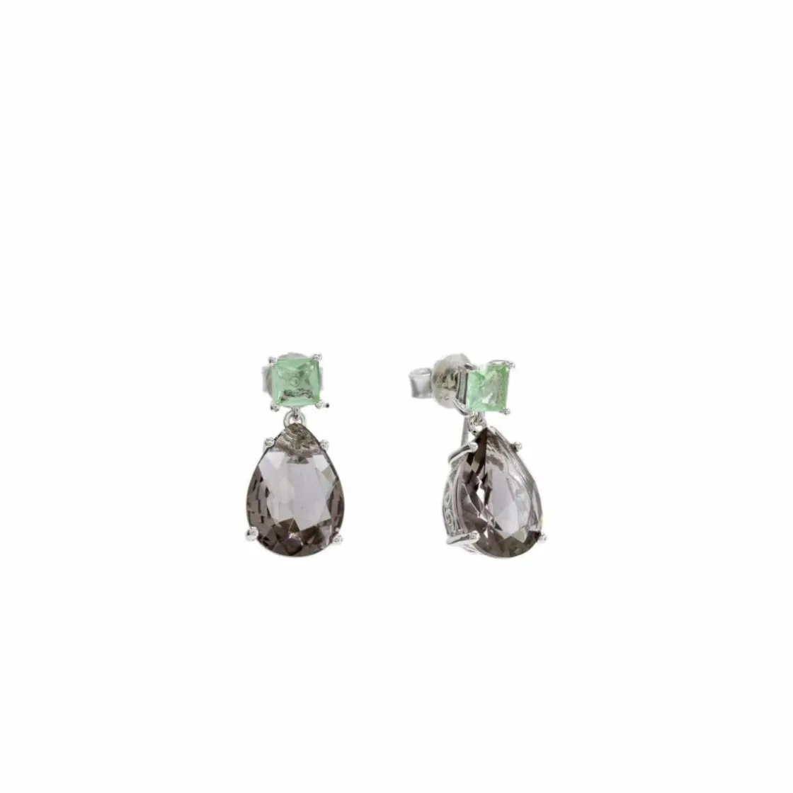 Pendientes Largos | LINEARGENT Pendientes largos de piedras de colores de plata tonos oscuros