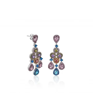 Pendientes Largos | Pendientes De Piedras De Colores | LINEARGENT Pendientes largos de piedras de colores diseño lámpara