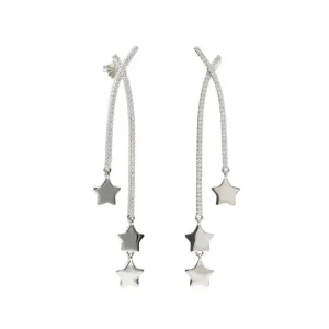 Pendientes Largos | LINEARGENT Pendientes largos de plata brillantes doble charm
