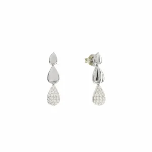 Pendientes Largos | LINEARGENT Pendientes largos de plata brillantes motivo de lágrima y circonitas