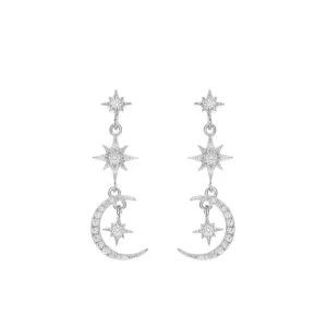 Pendientes Largos | LINEARGENT Pendientes largos de plata con diseño lunático