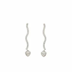 Pendientes Largos | LINEARGENT Pendientes largos de plata con zigzag de corazón