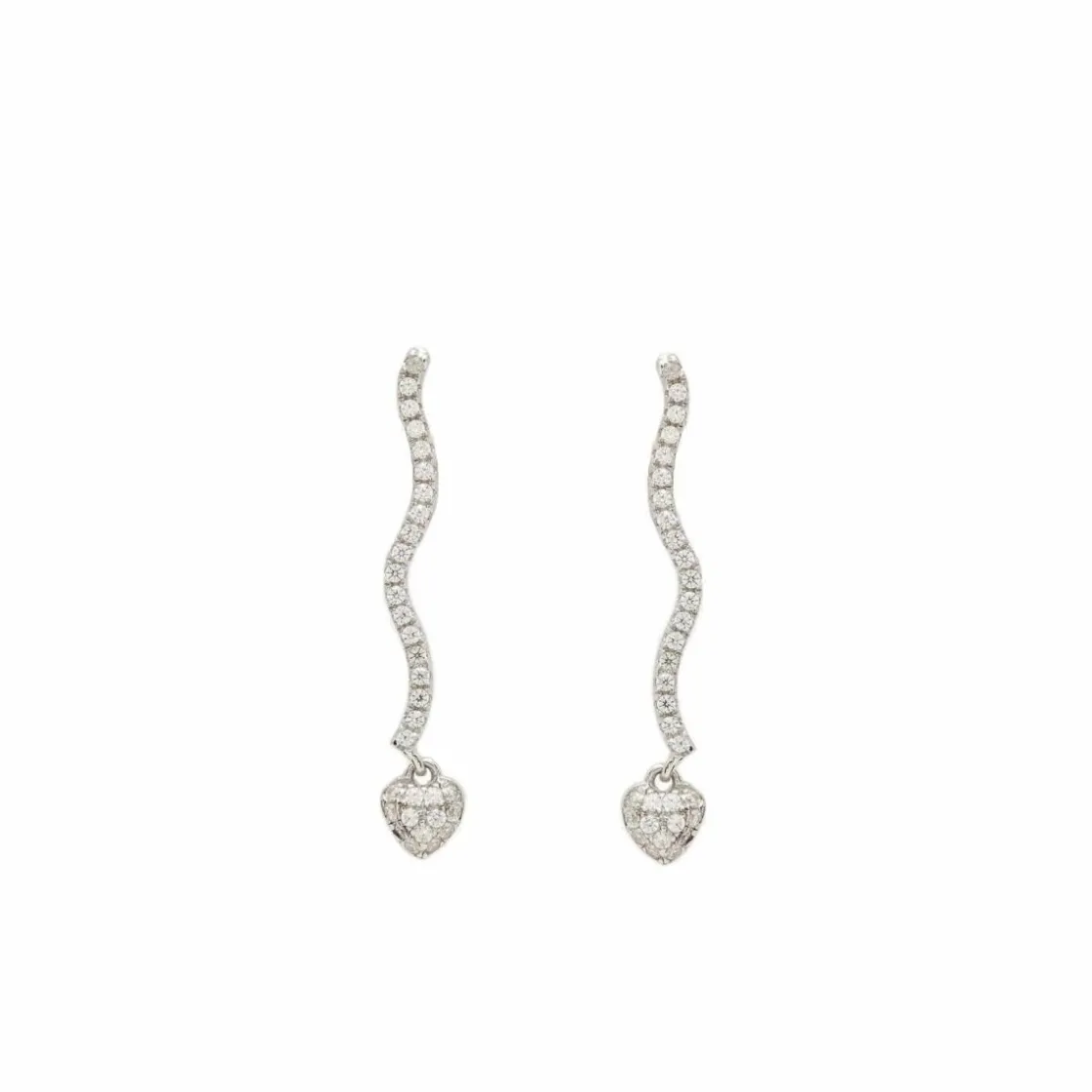Pendientes Largos | LINEARGENT Pendientes largos de plata con zigzag de corazón