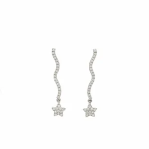 Pendientes Largos | LINEARGENT Pendientes largos de plata con zigzag de estrella