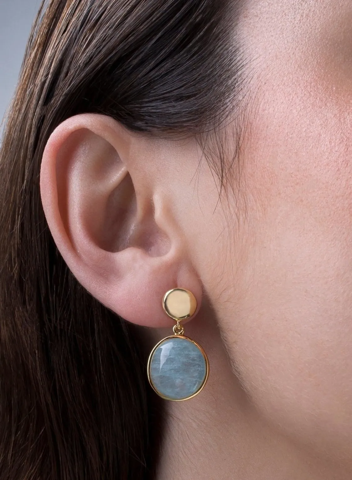 Pendientes Largos | LINEARGENT Pendientes largos de plata de piedras de colores plata lisa dos piezas baño en oro