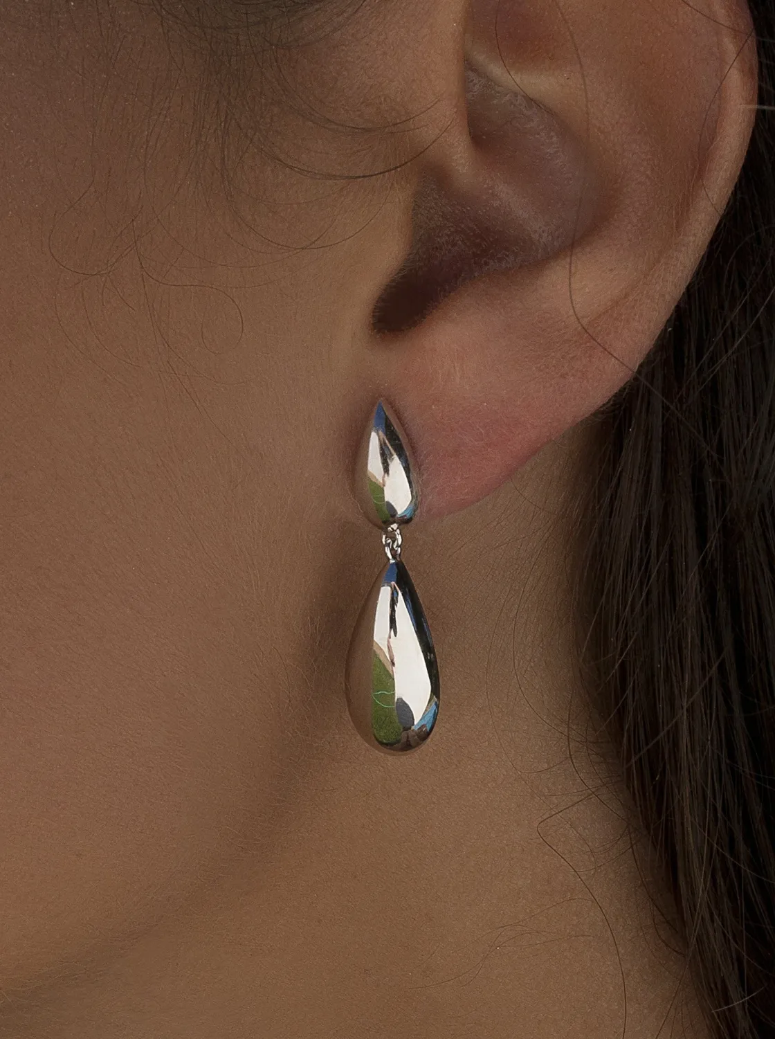 Pendientes Largos | LINEARGENT Pendientes largos de plata diseño doble lágrima