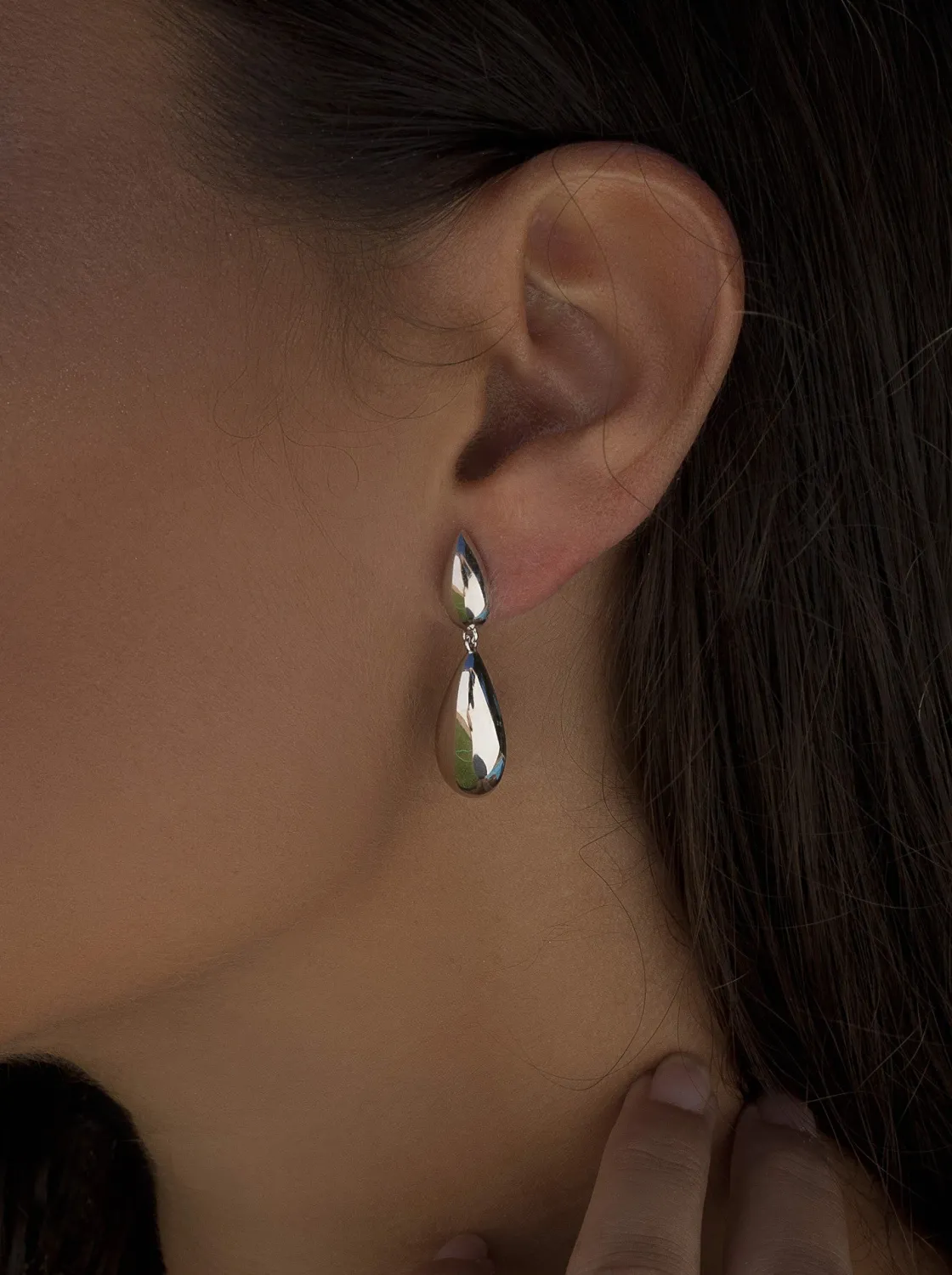 Pendientes Largos | LINEARGENT Pendientes largos de plata diseño doble lágrima