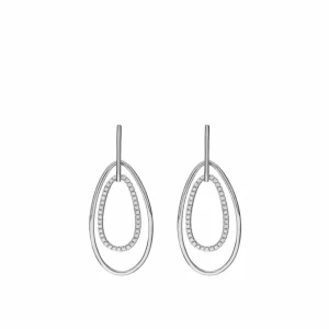 Pendientes Largos | LINEARGENT Pendientes largos de plata diseño doble motivo