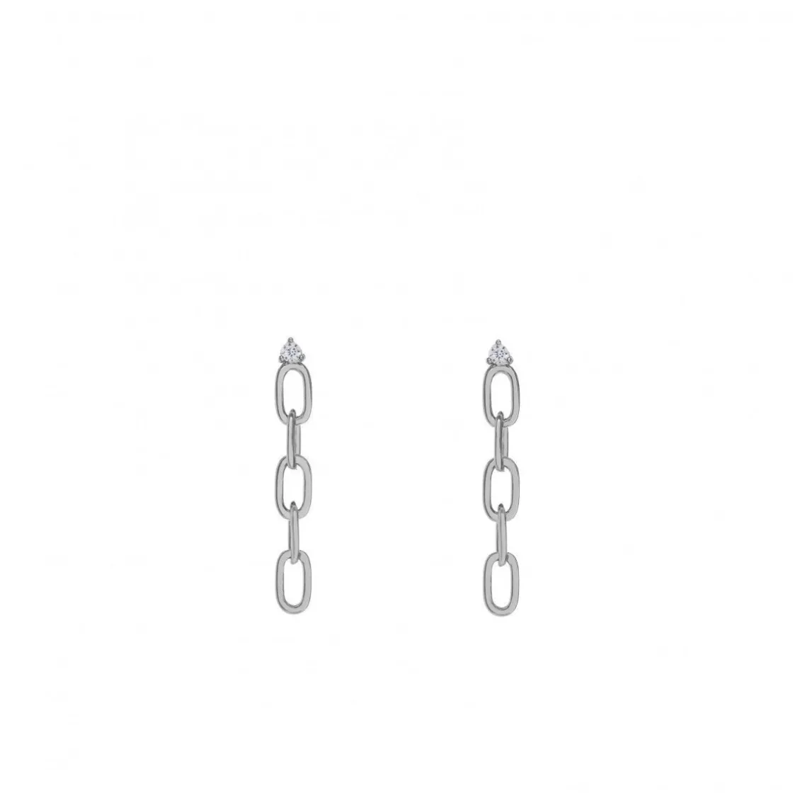 Pendientes Largos | LINEARGENT Pendientes largos de plata eslabones con circonita