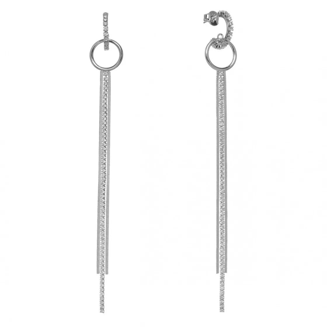 Pendientes Largos | LINEARGENT Pendientes largos de plata finos diseño brillante