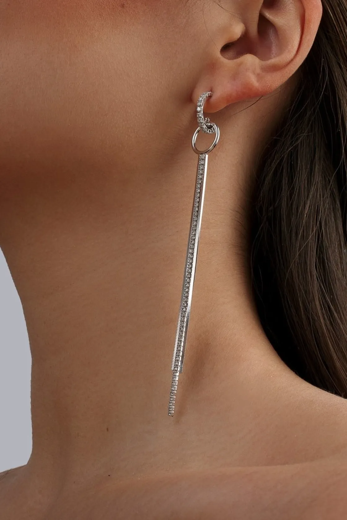 Pendientes Largos | LINEARGENT Pendientes largos de plata finos diseño brillante