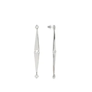 Pendientes Largos | LINEARGENT Pendientes largos de plata finos diseño doble triangulo móviles