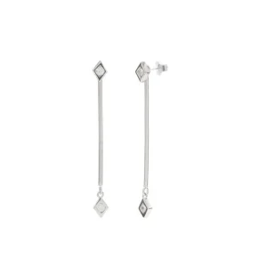 Pendientes Largos | LINEARGENT Pendientes largos de plata finos diseño en línea con movimiento