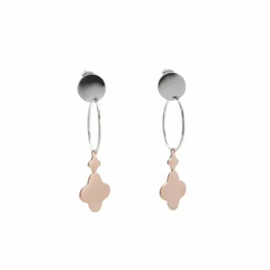 Pendientes Con Colgantes | LINEARGENT Pendientes largos diseño aro y charm de trébol
