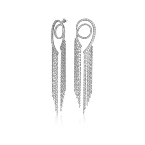 Pendientes Largos | LINEARGENT Pendientes largos diseño cortina de cadenas y circonitas