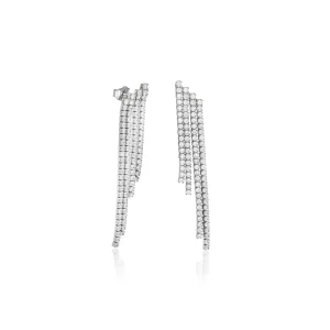 Pendientes Largos | LINEARGENT Pendientes largos diseño cuatro tiras desiguales de circonitas