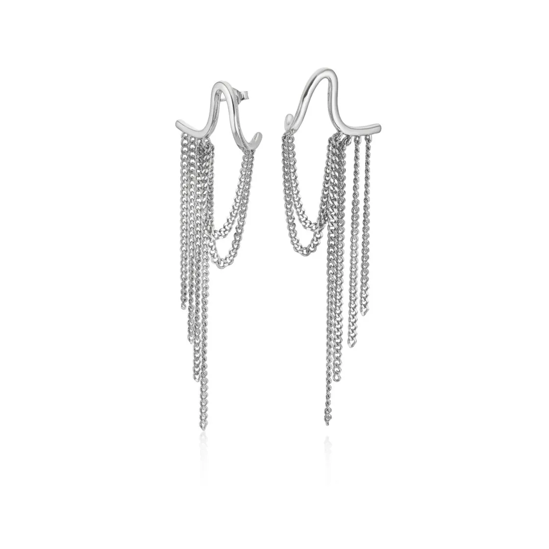 Pendientes Largos | LINEARGENT Pendientes largos diseño de cortina de cadenas