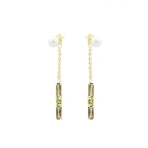 Pendientes Largos | LINEARGENT Pendientes largos diseño de perla y motivo colgante