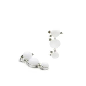 Pendientes De Piedras De Colores | LINEARGENT Pendientes largos diseño de triple burbuja en tono blanco
