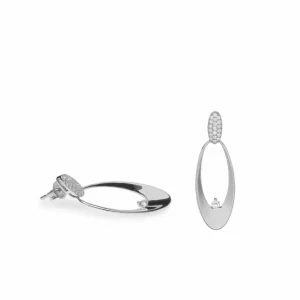 Pendientes Largos | LINEARGENT Pendientes largos diseño oval con circonitas