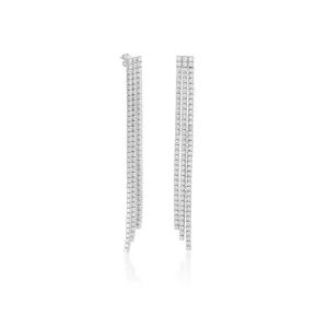 Pendientes Largos | LINEARGENT Pendientes largos diseño tres tiras desiguales de circonitas