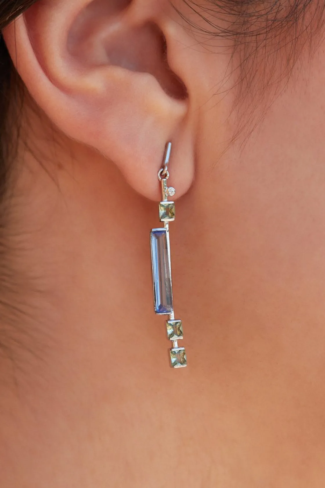 Pendientes Largos | LINEARGENT Pendientes largos finos de plata diseño simétrico