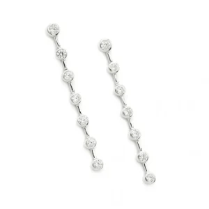 Pendientes Largos | LINEARGENT Pendientes largos finos diseño lineal con circonitas
