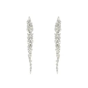 Pendientes Largos | LINEARGENT Pendientes largos novia con circonitas diseño floral