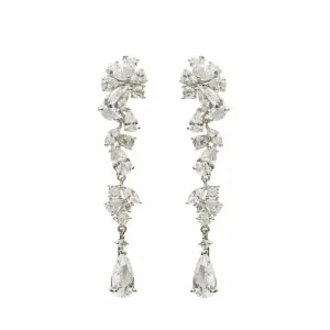 Pendientes Largos | LINEARGENT Pendientes largos novia diseño cascada brillante