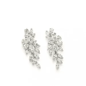 Pendientes Largos | LINEARGENT Pendientes largos novia diseño estilo nature con circonitas