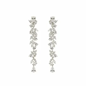 Pendientes Largos | LINEARGENT Pendientes largos novia diseño floral con cuarzos adamantinos