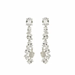 Pendientes Largos | LINEARGENT Pendientes largos novia diseño óvalos con cuarzos adamantinos