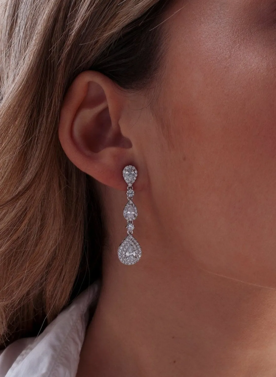 Pendientes Largos | LINEARGENT Pendientes largos novia en diferentes tallas con circonitas