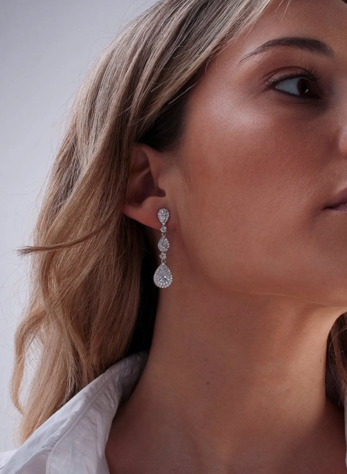 Pendientes Largos | LINEARGENT Pendientes largos novia en diferentes tallas con circonitas