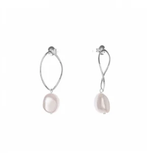 Pendientes Perlas | LINEARGENT Pendientes largos perlas diseño irregular ovalado