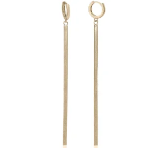 Pendientes Largos | LINEARGENT Pendientes largos plata bañada en oro diseño snake con aro