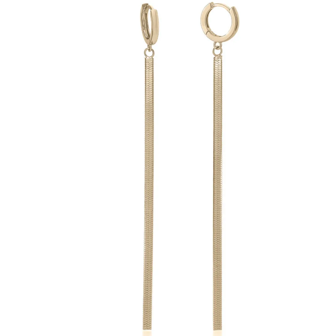 Pendientes Largos | LINEARGENT Pendientes largos plata bañada en oro diseño snake con aro