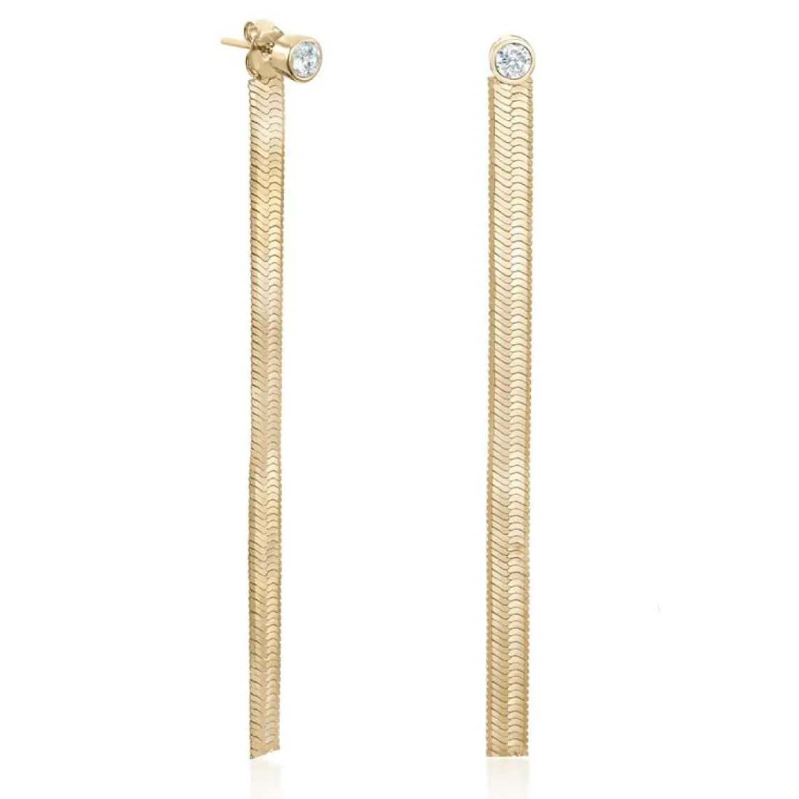 Pendientes Largos | LINEARGENT Pendientes largos plata bañada en oro diseño snake con circonita