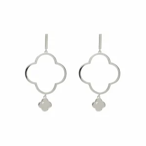 Pendientes Largos | Pendientes Con Colgantes | LINEARGENT Pendientes largos y móviles con motivo de flor y detalle de circonita