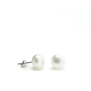 Pendientes Perlas | LINEARGENT Pendientes novia perla pequeños diseño clásico y liso