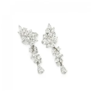 Pendientes Largos | LINEARGENT Pendientes novia plata y circonitas con distintas tallas