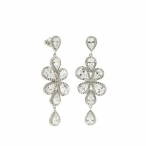 Pendientes Largos | LINEARGENT Pendientes novia plata y circonitas lámpara diseño nature