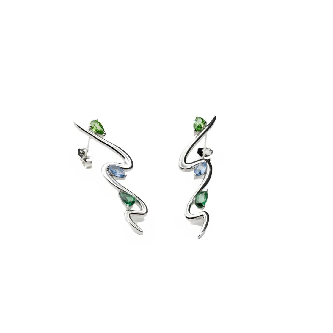 Pendientes Originales | Pendientes De Piedra Natural | LINEARGENT Pendientes originales con gemas tono zafiro y aventurina