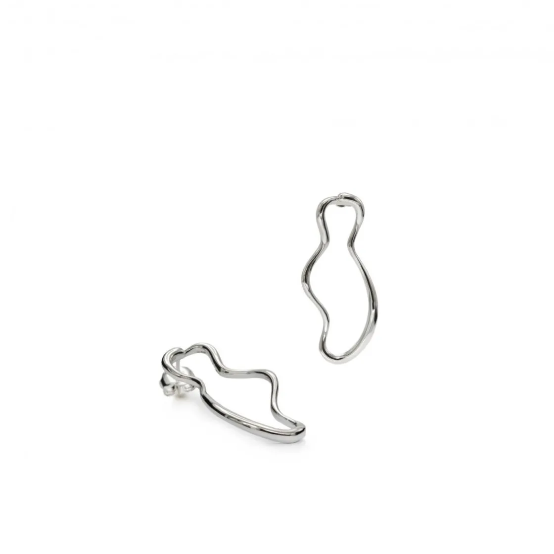 Pendientes Originales | LINEARGENT Pendientes originales de plata contorno curvilíneo en plata lisa