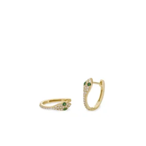 Pendientes Aro | LINEARGENT Pendientes originales de plata de silueta de serpiente con circonitas engastadas