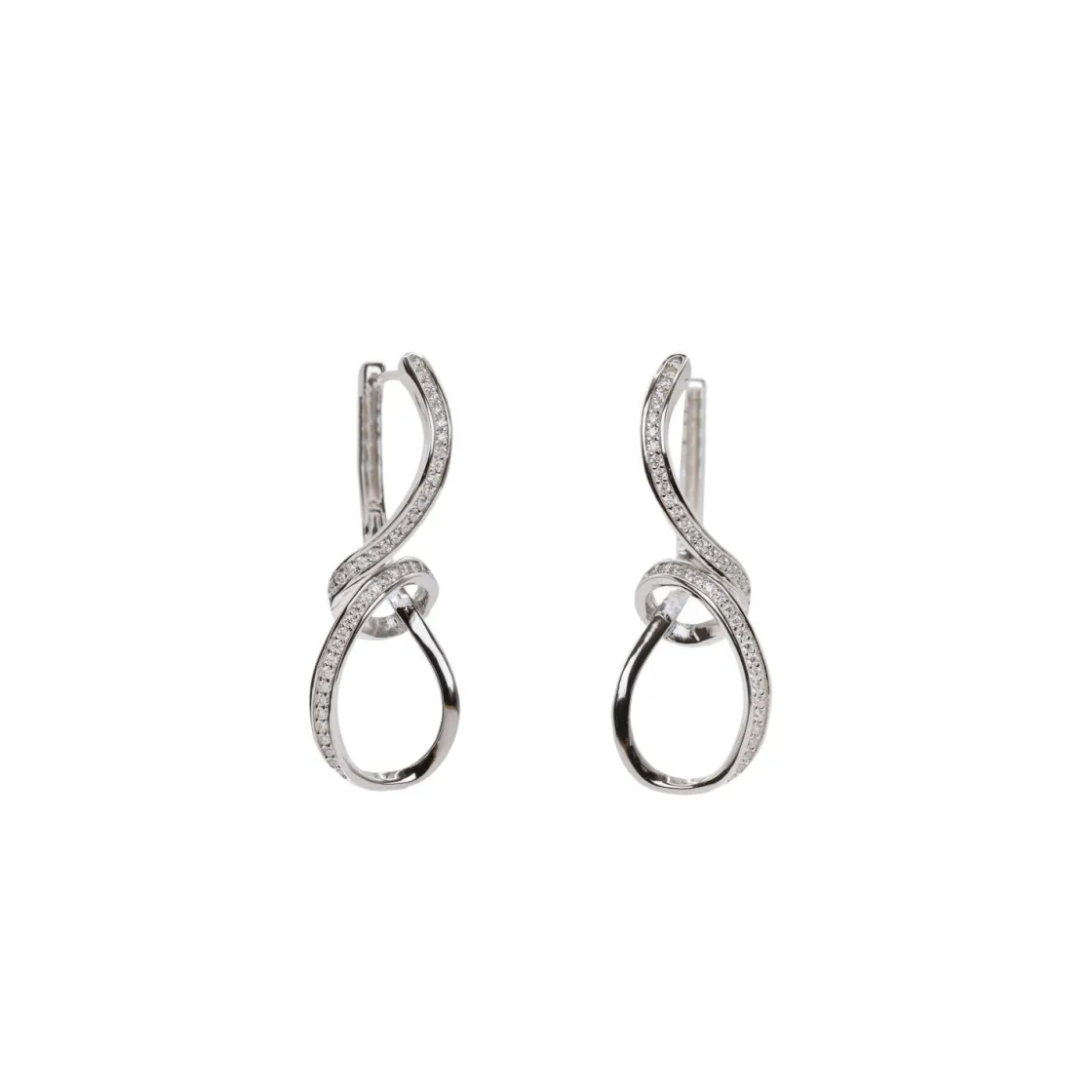 Pendientes Largos | LINEARGENT Pendientes originales de plata diseño entrelazado con circonitas